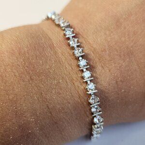 VTG Retro Modern 925 Ross-Simons Tennis Sparkling Line Bracelet 7"